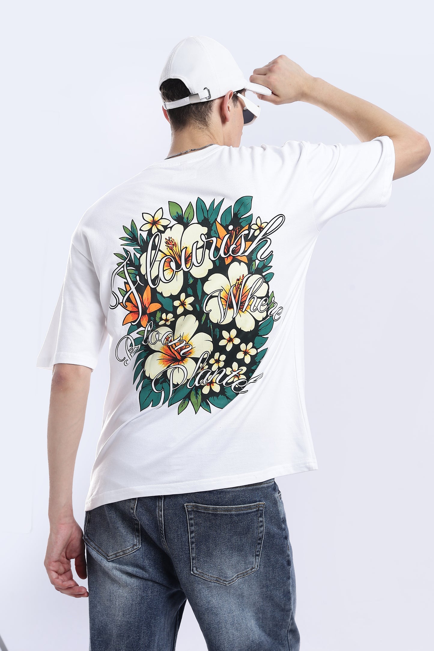 Flourish in Full Bloom with Our Verdant Bloom Oversized T-Shirt