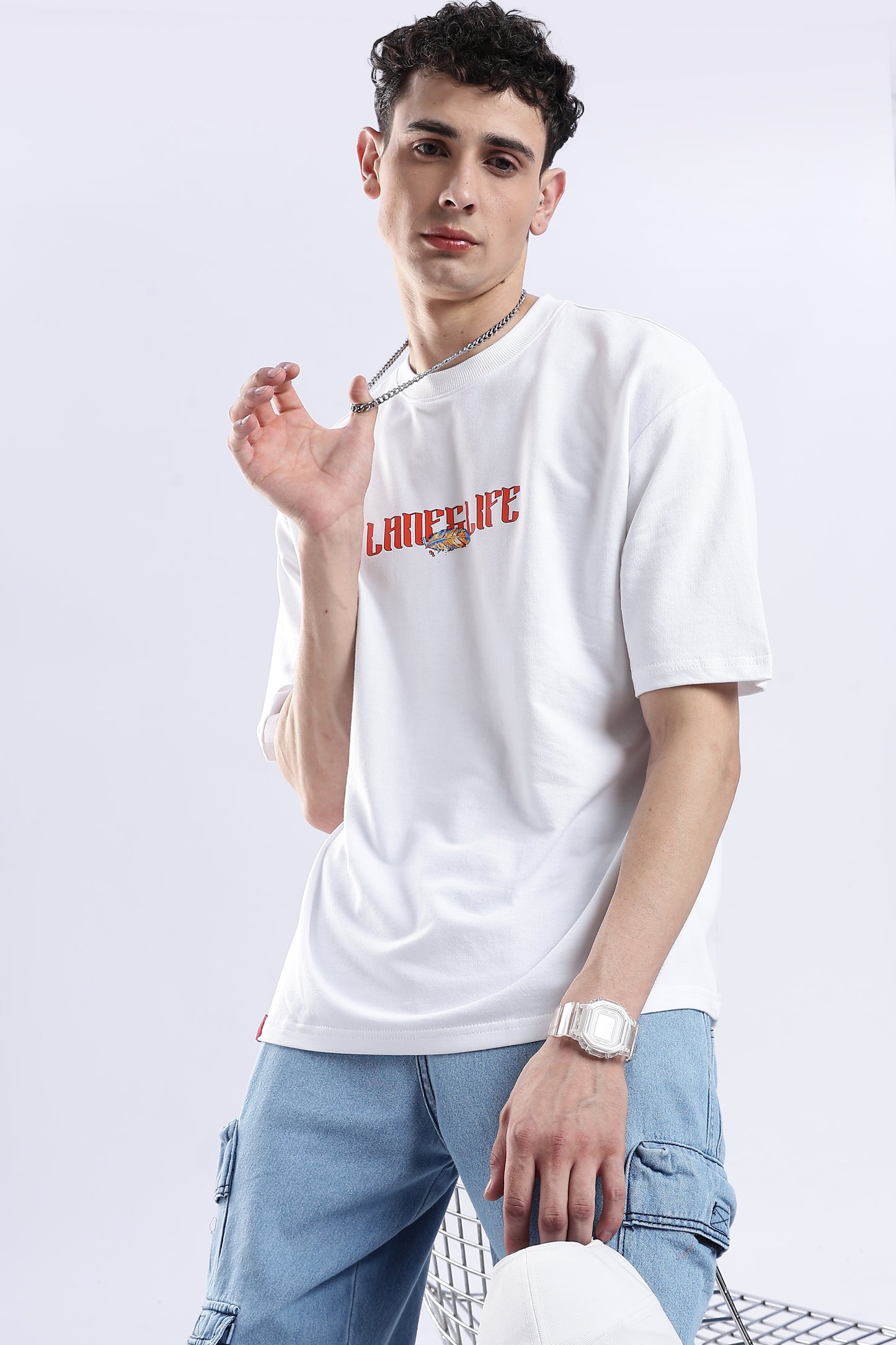 White Zenith Oversized Fit T-Shirt