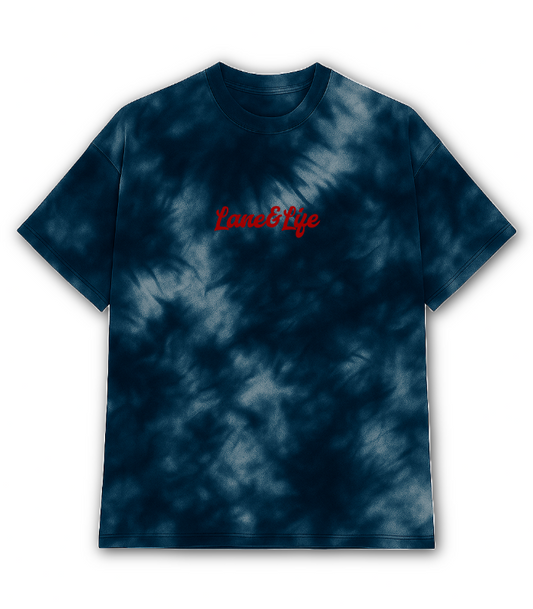Lane&Life Navy Tie-Dye Oversized Drop Shoulder T-Shirt – 100% Cotton